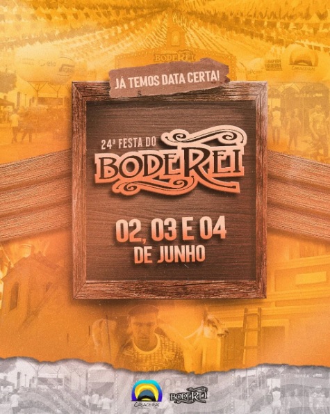 Festa do Bode Rei ocorrerá nos dias 2, 3 e 4 de junho