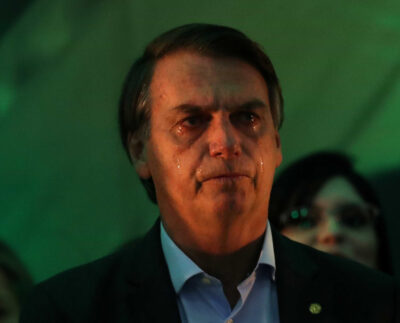 Bolsonaro chorando (Foto: Divulgação/Reprodução/REUTERS/Ricardo Moraes).