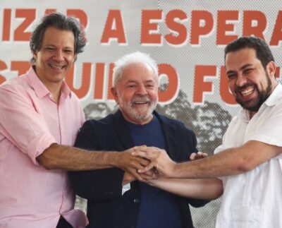 Fernando Haddad, Lula e Guilherme Boulos (Foto: Divulgação/Reprodução/Carla Carniel/Reuters).