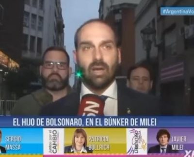 Eduardo Bolsonaro na imprensa argentina (Foto: Divulgação/Reprodução/Captura de tela/C5N).