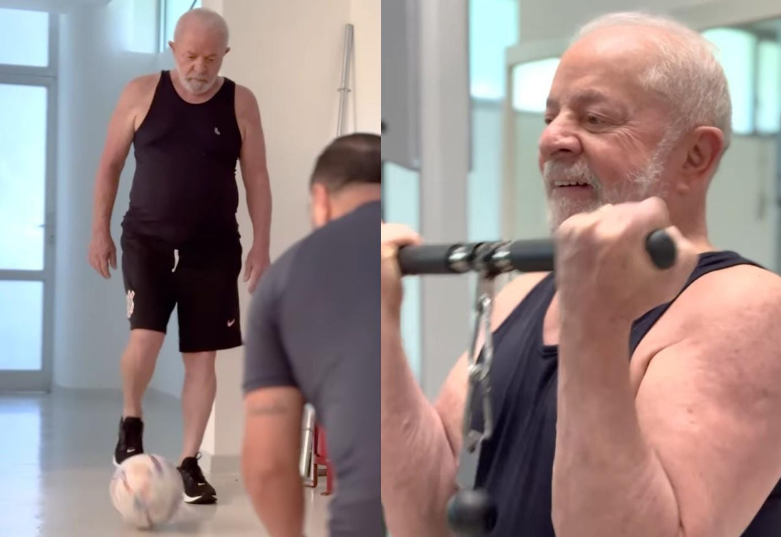 Lula aparece jogando bola e levantando peso cinco semanas após cirurgia no quadril: “Saúde para dar e vender”